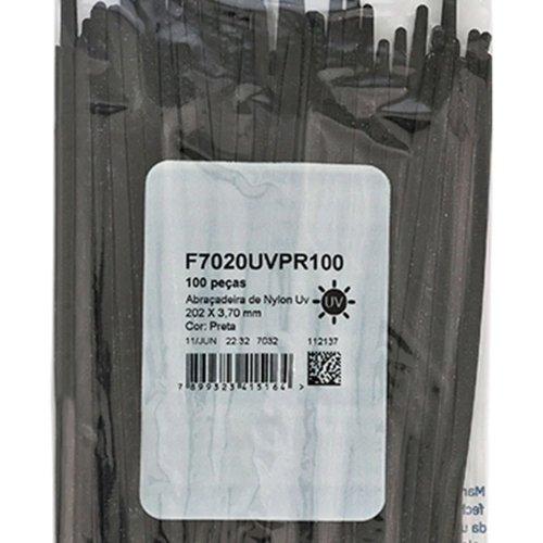 Abraçadeira Frontec Nylon Preta 202mmx3,7mm 100 Unidades
