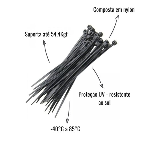 Abraçadeira Frontec Nylon Preta 387mmx7,6mm 100 Unidades