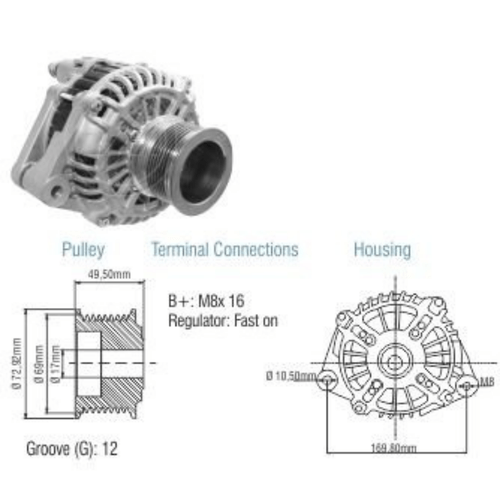 Alternador Delco Stralis 380 410 420 18si 24V 90A Com Polia