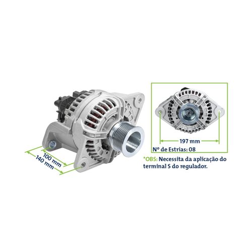 Alternador Hella Sistema Bosch 28V 80A com Polia 8PK Volvo