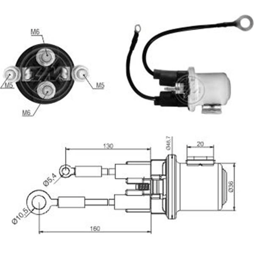 Relé auxiliar de partida Renault Volvo Mitsubishi ZM M6 24v