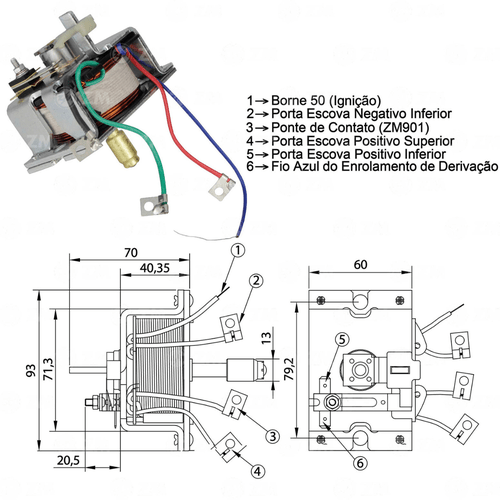 Relé Solenoide Partida 24V Volvo FH 16 2013 a 2016 - ZM 902