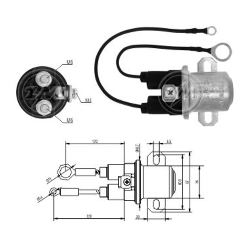 Relé auxiliar de partida Volkswagen Volvo Ford ZM M6 24v
