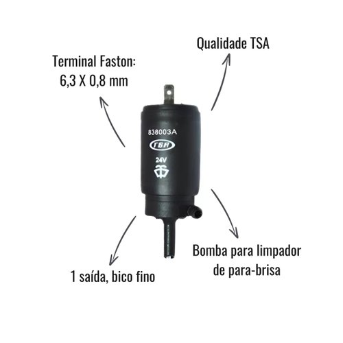 Bomba Limpador Para-Brisa TSA 24V 1 Saída Universal