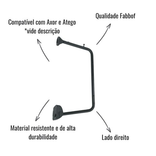 Braço Espelho Retrovisor Fabbof Lado Direito Atego Axor