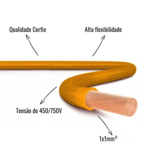 Cabo Flexível Corfio 450/750V 1x1,0mm² Laranja 200 Metros