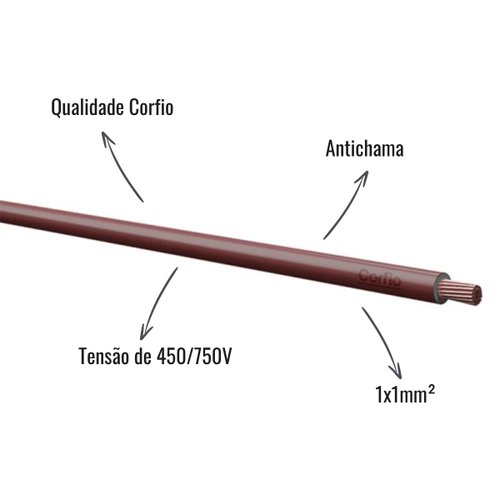 Cabo Flexível Corfio 450/750V 1x1mm² Marrom 200 Metros