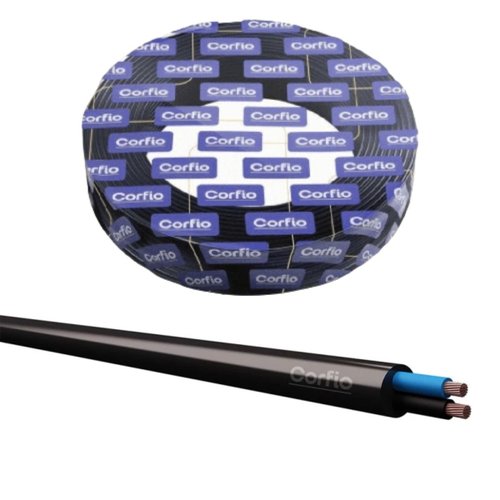 Cabo Flexível PP Corfio 500V 2x1,0mm² Preto 20 Metros