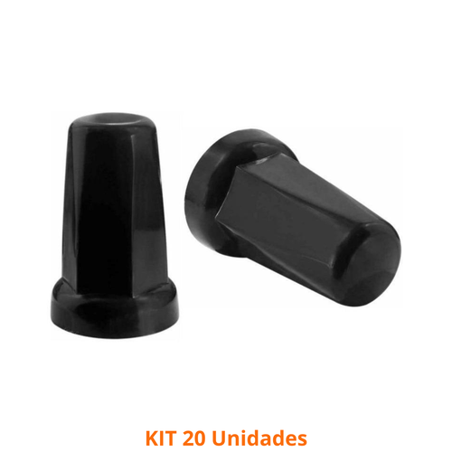kit com 20 Capas de Porca Modelo Belga Preta número 32x33mm