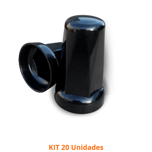 kit com 20 Capas de Porca Modelo Belga Preta número 32x33mm