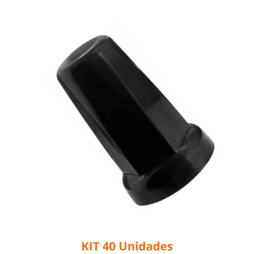 kit com 40 Capas de Porca Modelo Belga Preta número 32x33mm
