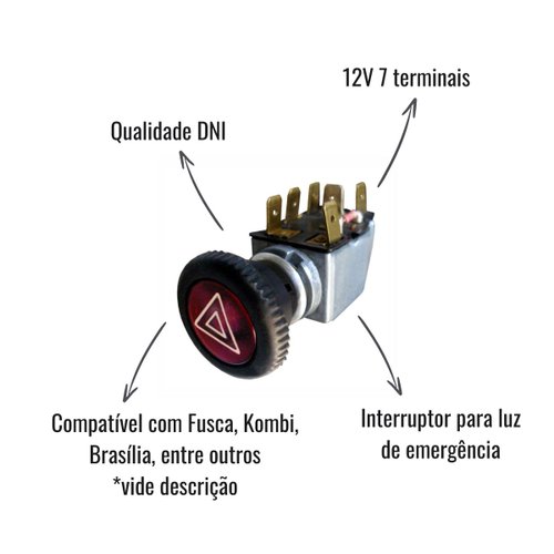 Chave de Luz de Emergência DNI 2001 24V para Fusca/Kombi/Brasília
