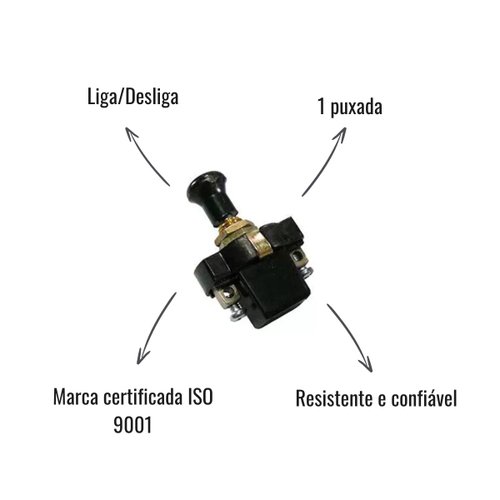 Chave/Interruptor Luz 1 Puxada Liga/Desliga Rainha das Sete