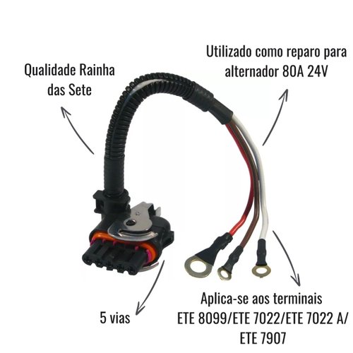 Chicote Reparo Alternador Rainha das Sete ETE7599 5 Vias