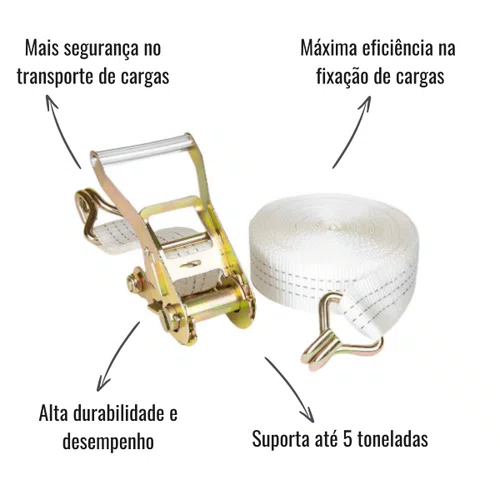 Cinta de Amarração Branca com Catraca Gancho J 3T 9M