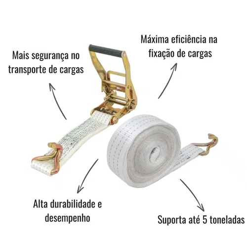 Cinta de Amarração Branca com Catraca Gancho J 5T 9M