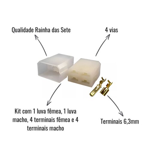 Conectores C/Terminais Rainha das Sete ETE7504 4 vias