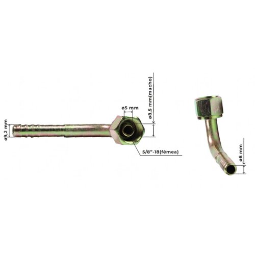 Conexão O'Ring 90° Royce Connect Fêmea 6mm Aço Sem Clip