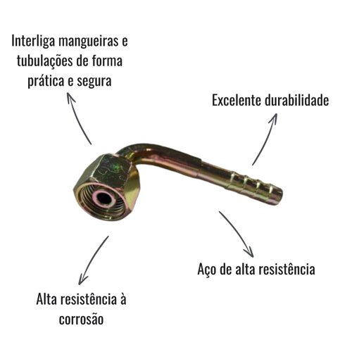 Conexão O'Ring 90° Royce Connect Fêmea 6mm Aço Sem Clip