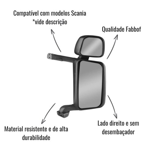 Conj Espelho Retrovisor Fabbof ER158 LD S/Desemb para Scania