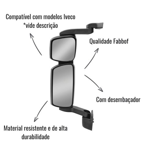 Espelho Retrovisor Fabbof Esquerdo C/Desemb Iveco Stralis
