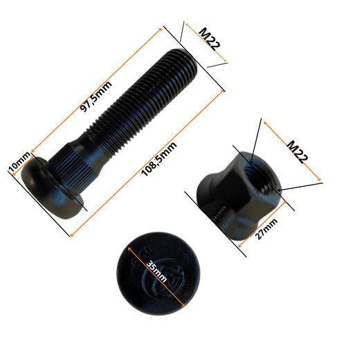 Conjunto de Parafuso Para Roda M22-1,5 x 97,5/108,5 - BZ