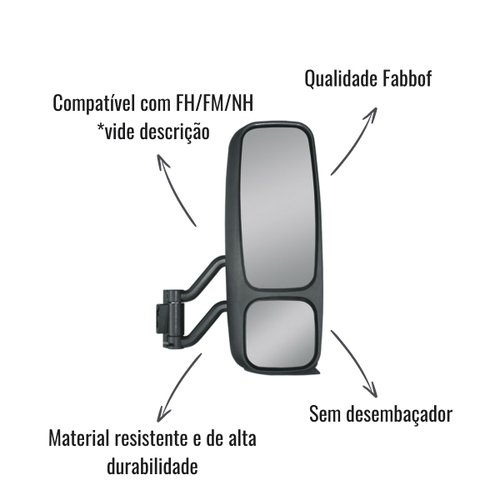 Espelho Retrovisor Fabbof Direito S/Desemb Volvo FH FM NH