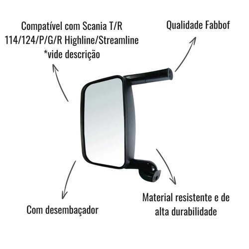 Espelho Retrovisor Fabbof Esquerdo C/Desembaçador Scania S4