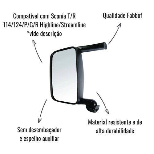 Espelho Retrovisor Fabbof Esquerdo S/Desemb Scania S4