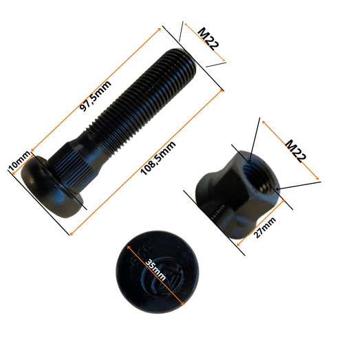 Conjunto de Parafuso Para Roda M22-1,5 x 97,5/108,5 - BZ