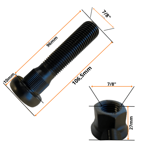 Conjunto Parafuso De Roda Traseira - 7/8"-11BSF X 96/ 106,5