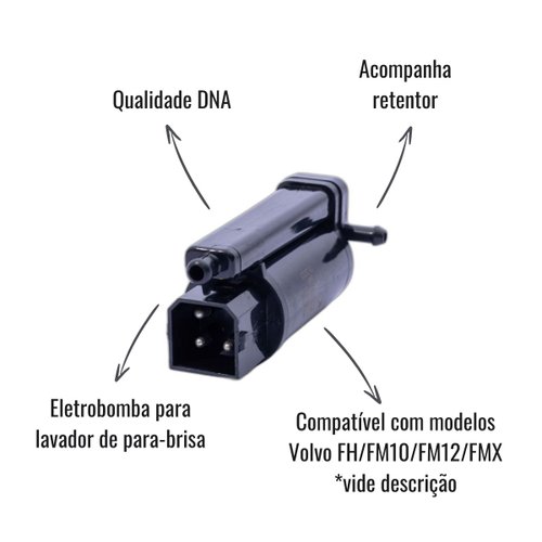Eletrobomba Para-Brisa DNA 24V para Volvo FH FM10 FM12 FMX