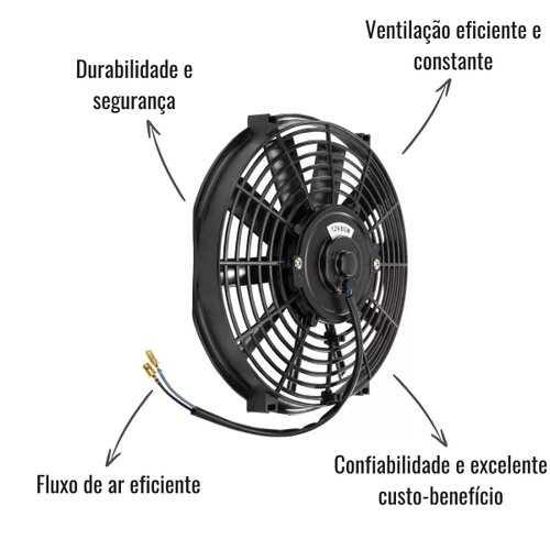 Eletroventilador Universal Royce Connect 12V 10" Pás Retas