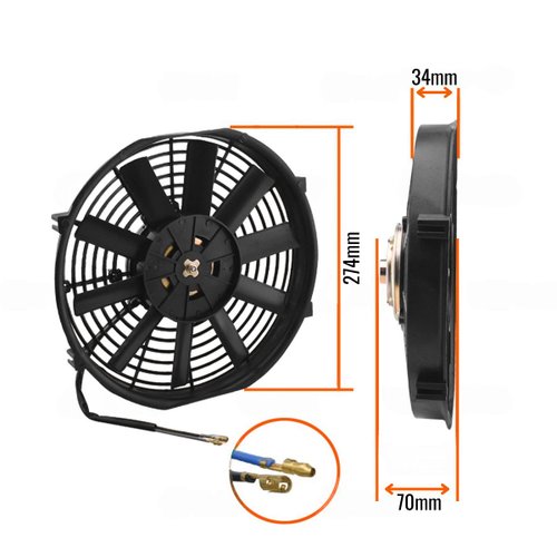 Eletroventilador Universal Royce Connect 12V 10" Pás Retas