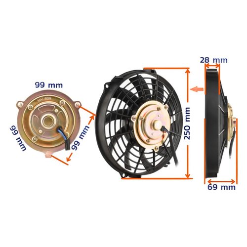 Eletroventilador Universal Royce Connect 12V Pás em S 9 Pol