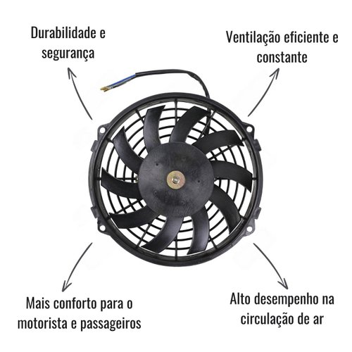 Eletroventilador Universal Royce Connect 12V Pás em S 9 Pol