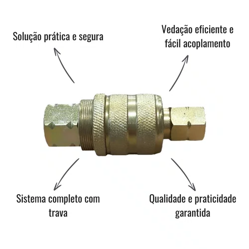 Engate Rápido Mão Amiga Metalmaq M16 Completo Fêmea C/Trava
