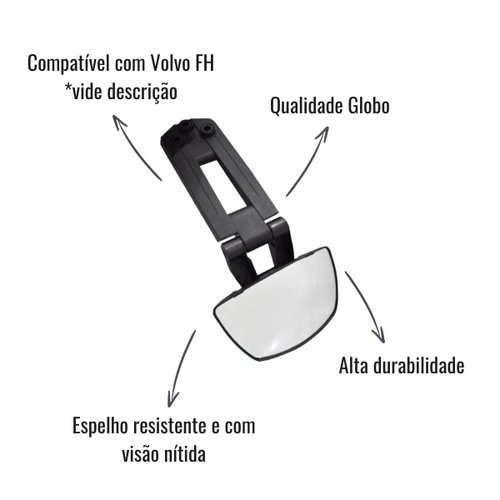 Espelho Retrovisor Auxiliar Frontal Globo para Volvo FH