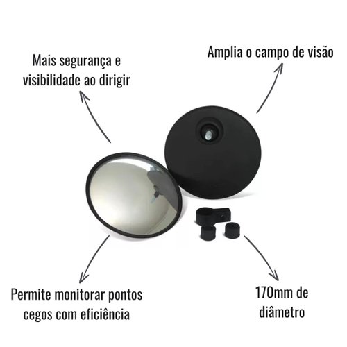 Espelho Biônico Olho de Boi Com Suporte 170mm