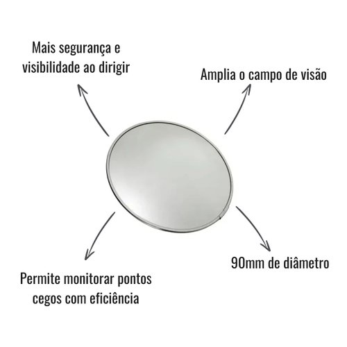 Espelho Biônico Olho de Boi Grande 90mm Colante