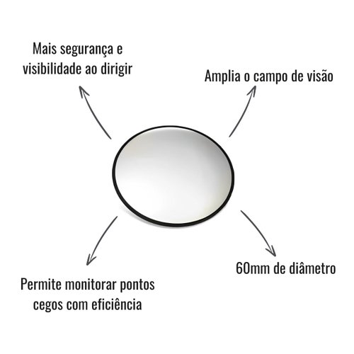 Espelho Biônico Olho de Boi Pequeno 60mm Colante