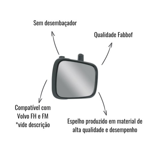 Espelho Retrovisor Aux Fabbof LD S/Desembaçador Volvo FH/FM