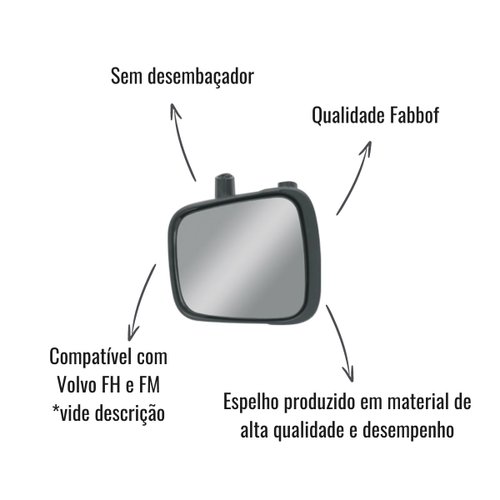 Espelho Retrovisor Aux Fabbof LE S/Desembaçador Volvo FH/FM