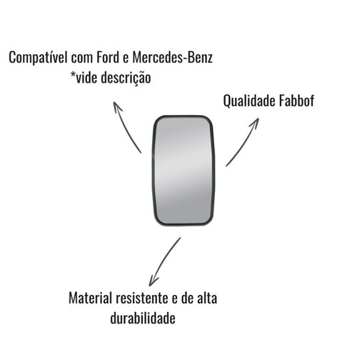 Espelho Retrovisor Fabbof 16mm para Ford e Mercedes-Benz