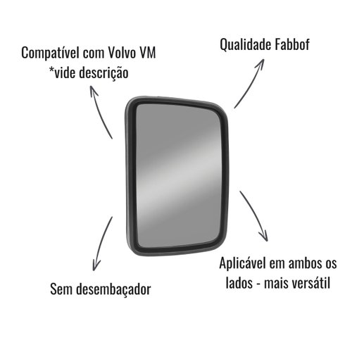 Espelho Retrovisor Fabbof LD/LE S/Desembaçador para Volvo VM