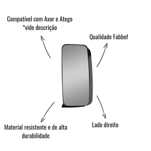 Espelho Retrovisor Fabbof Direito S/Desembaçador Axor Atego