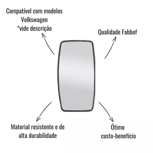 Espelho Retrovisor Fabbof Plano 3/4" 19mm para Volkswagen