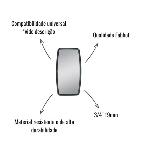 Espelho Retrovisor Fabbof Universal 3/4" 19mm Ford Cargo