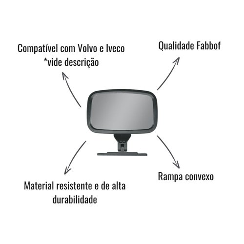 Espelho Rampa Convexo Fabbof Volvo VM Iveco Stralis Tector