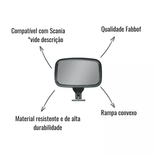 Espelho Retrovisor Rampa Convexo Fabbof Scania Série 4